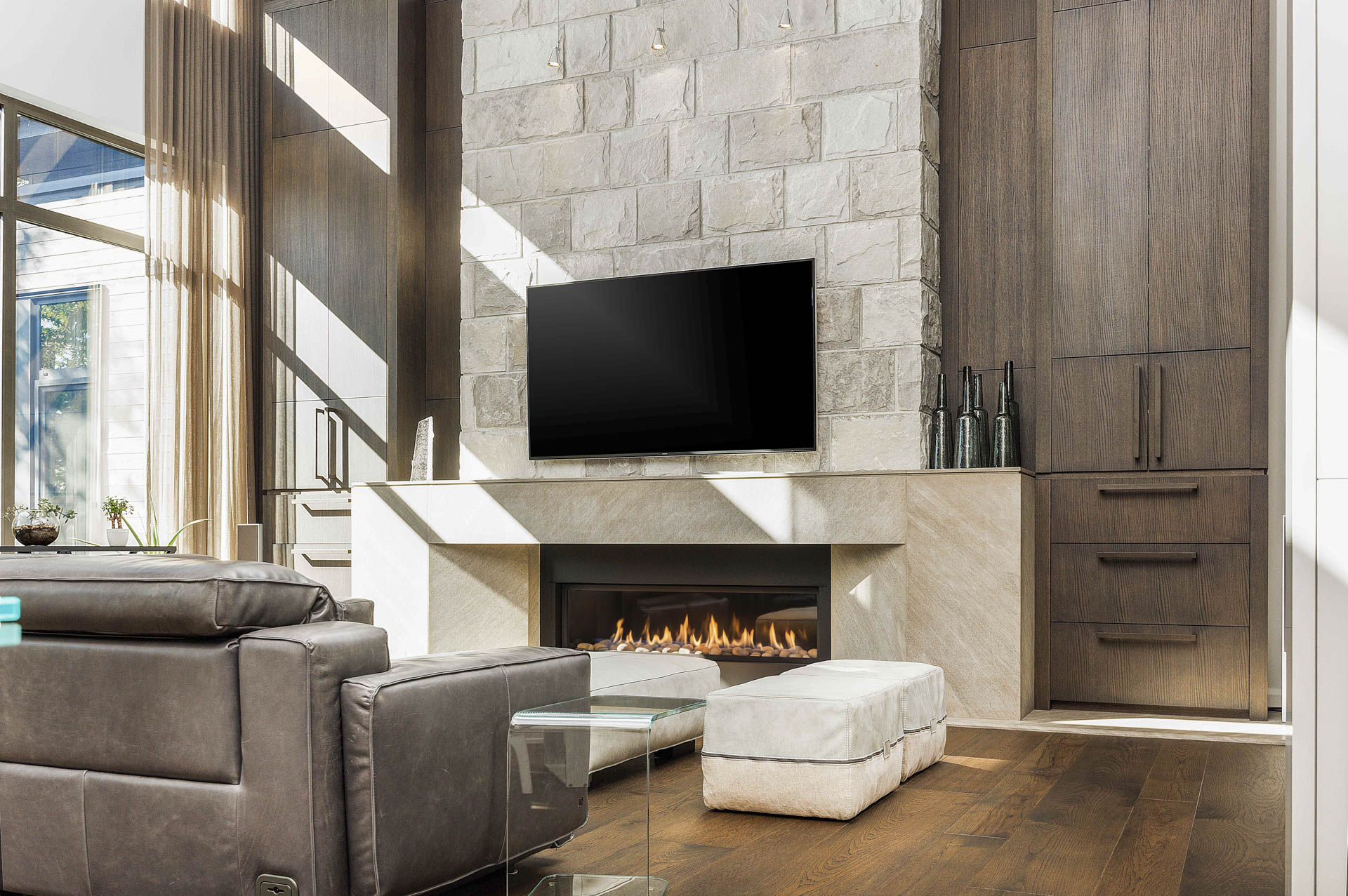 Détails décoratifs du salon d'une maison à Laval – photographie immobilière